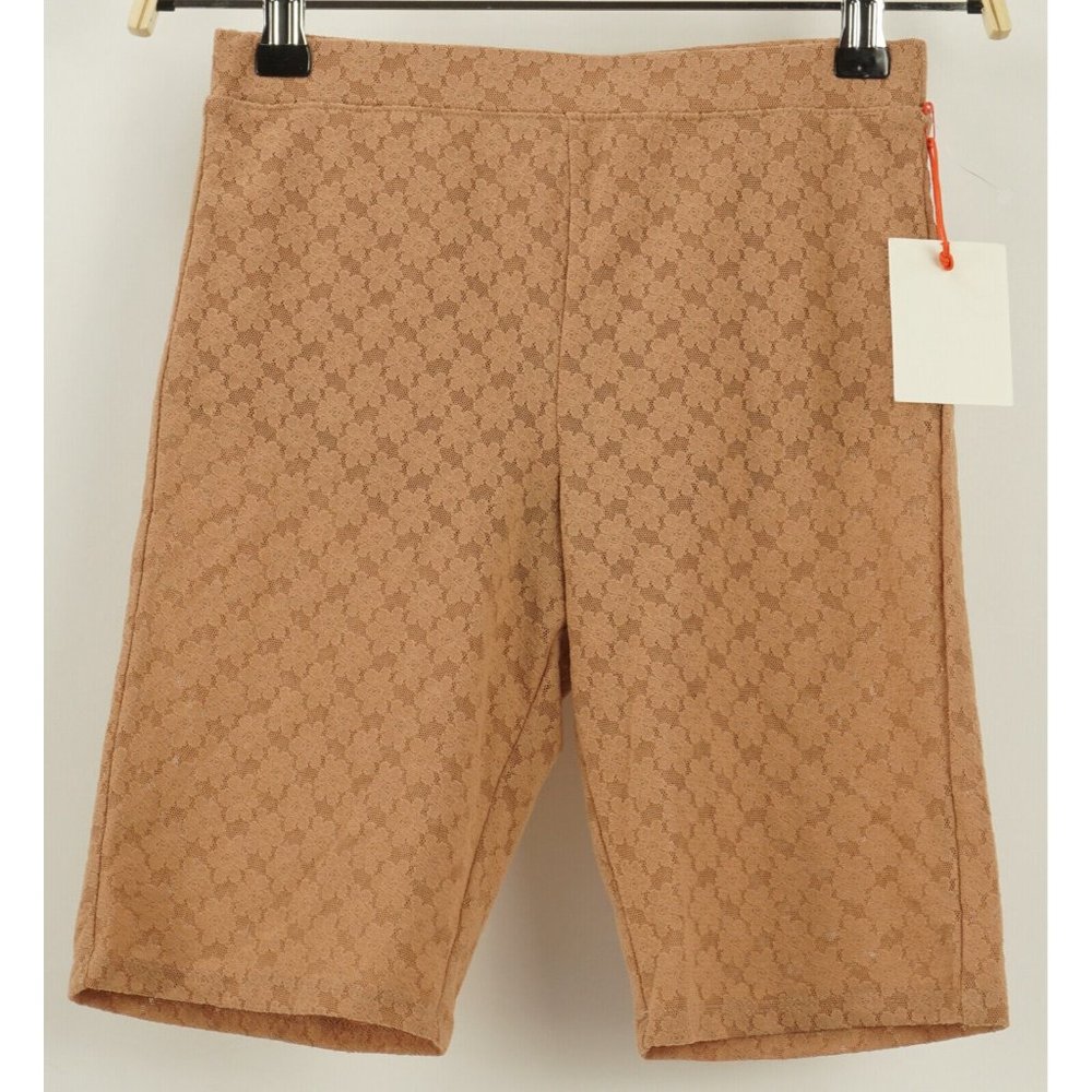 New Open Edit Women's XS Tan Mocha Jacquard Floral Lightweight Lace Bike Shorts
